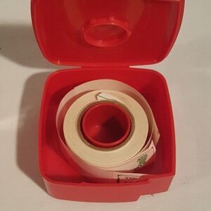 Vintage Tupperware Red Label Dispenser Christmas Tag Sticker Food Date Roll Tags